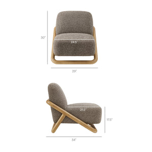 Modway Furniture Vander Lounge Accent Chair Nubby Upholstery Curved Sled Frame Modern Living Room Brown EEI-7773-CSN-ETH