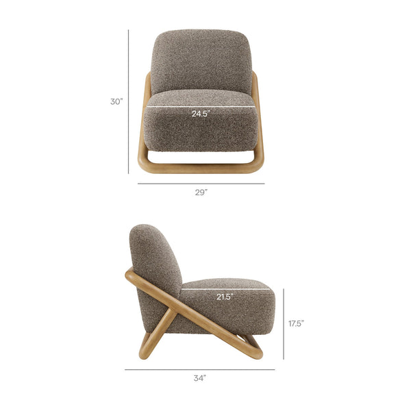 Modway Furniture Vander Lounge Accent Chair Nubby Upholstery Curved Sled Frame Modern Living Room Brown EEI-7773-CSN-ETH