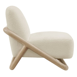 Modway Furniture Vander Lounge Accent Chair Nubby Upholstery Curved Sled Frame Modern Living Room White EEI-7773-OAK-CRE