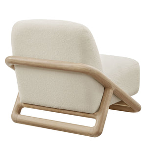 Modway Furniture Vander Lounge Accent Chair Nubby Upholstery Curved Sled Frame Modern Living Room White EEI-7773-OAK-CRE