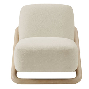 Modway Furniture Vander Lounge Accent Chair Nubby Upholstery Curved Sled Frame Modern Living Room White EEI-7773-OAK-CRE