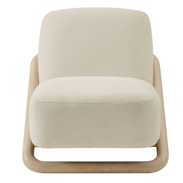 Modway Furniture Vander Lounge Accent Chair Nubby Upholstery Curved Sled Frame Modern Living Room White EEI-7773-OAK-CRE