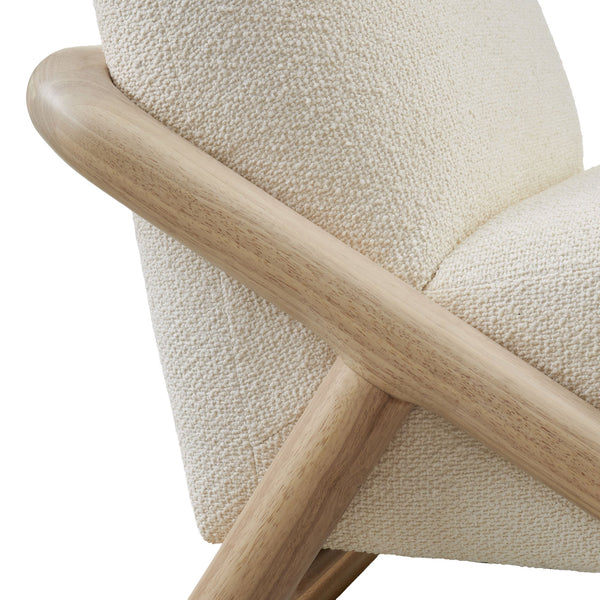 Modway Furniture Vander Lounge Accent Chair Nubby Upholstery Curved Sled Frame Modern Living Room White EEI-7773-OAK-CRE