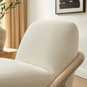 Modway Furniture Vander Lounge Accent Chair Nubby Upholstery Curved Sled Frame Modern Living Room White EEI-7773-OAK-CRE