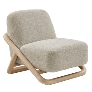 Modway Furniture Vander Lounge Accent Chair Nubby Upholstery Curved Sled Frame Modern Living Room Oatmeal EEI-7773-OAK-MRB