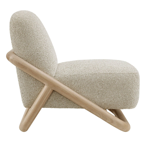 Modway Furniture Vander Lounge Accent Chair Nubby Upholstery Curved Sled Frame Modern Living Room Oatmeal EEI-7773-OAK-MRB