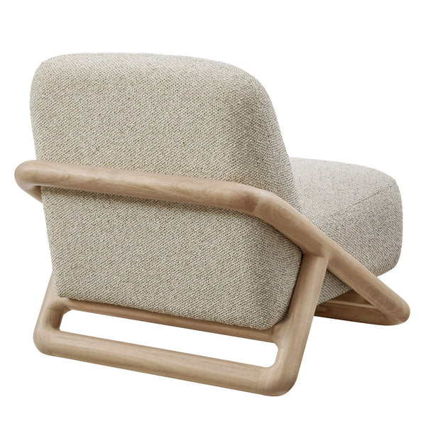 Modway Furniture Vander Lounge Accent Chair Nubby Upholstery Curved Sled Frame Modern Living Room Oatmeal EEI-7773-OAK-MRB