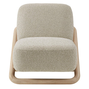 Modway Furniture Vander Lounge Accent Chair Nubby Upholstery Curved Sled Frame Modern Living Room Oatmeal EEI-7773-OAK-MRB