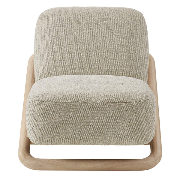 Modway Furniture Vander Lounge Accent Chair Nubby Upholstery Curved Sled Frame Modern Living Room Oatmeal EEI-7773-OAK-MRB