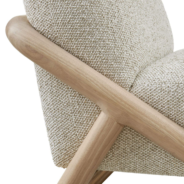 Modway Furniture Vander Lounge Accent Chair Nubby Upholstery Curved Sled Frame Modern Living Room Oatmeal EEI-7773-OAK-MRB
