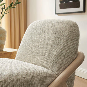 Modway Furniture Vander Lounge Accent Chair Nubby Upholstery Curved Sled Frame Modern Living Room Oatmeal EEI-7773-OAK-MRB