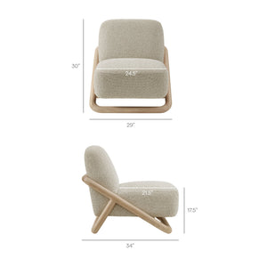Modway Furniture Vander Lounge Accent Chair Nubby Upholstery Curved Sled Frame Modern Living Room Oatmeal EEI-7773-OAK-MRB