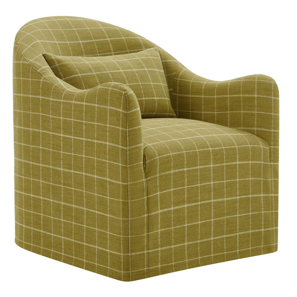 Modway Furniture Bardot Slipcovered Accent Chair with Linen Blend Windowpane Fabric for Living Rooms Yellow EEI-7774-ART