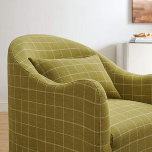 Modway Furniture Bardot Slipcovered Accent Chair with Linen Blend Windowpane Fabric for Living Rooms Yellow EEI-7774-ART