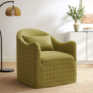 Modway Furniture Bardot Slipcovered Accent Chair with Linen Blend Windowpane Fabric for Living Rooms Yellow EEI-7774-ART
