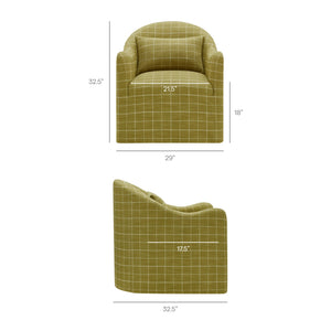 Modway Furniture Bardot Slipcovered Accent Chair with Linen Blend Windowpane Fabric for Living Rooms Yellow EEI-7774-ART