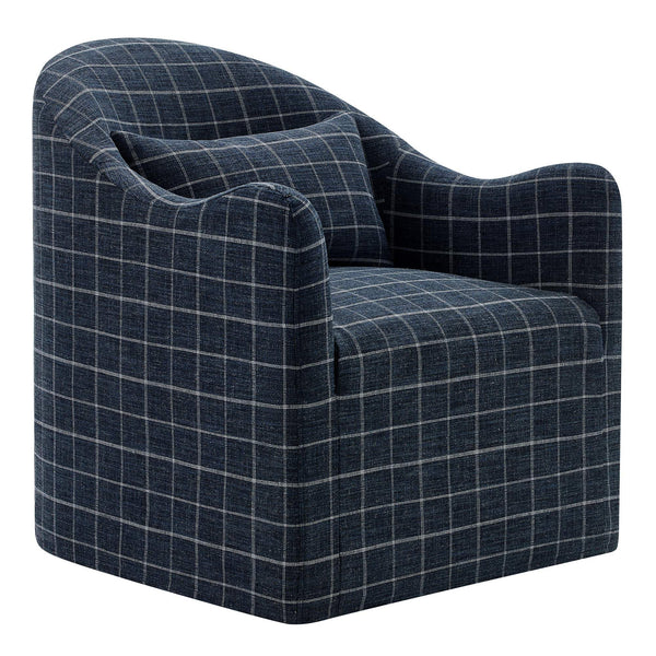 Modway Furniture Bardot Slipcovered Accent Chair with Linen Blend Windowpane Fabric for Living Rooms Gray EEI-7774-DMC
