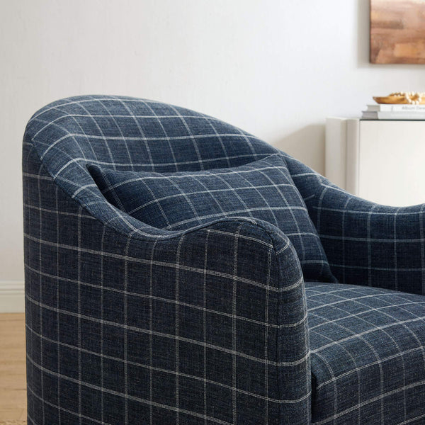 Modway Furniture Bardot Slipcovered Accent Chair with Linen Blend Windowpane Fabric for Living Rooms Gray EEI-7774-DMC