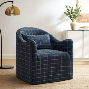 Modway Furniture Bardot Slipcovered Accent Chair with Linen Blend Windowpane Fabric for Living Rooms Gray EEI-7774-DMC