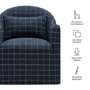 Modway Furniture Bardot Slipcovered Accent Chair with Linen Blend Windowpane Fabric for Living Rooms Gray EEI-7774-DMC