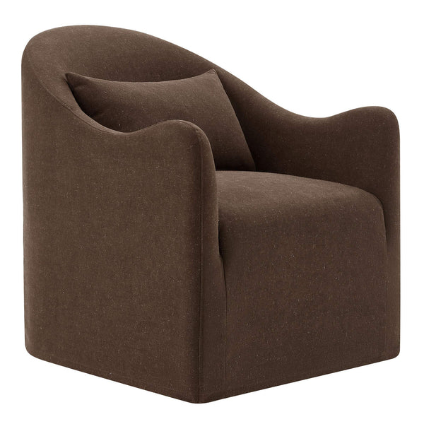 Modway Furniture Bardot Slipcovered Linen Blend Accent Chair with Shelter Arms for Living Spaces Brown EEI-7775-COA