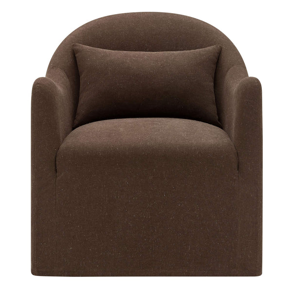 Modway Furniture Bardot Slipcovered Linen Blend Accent Chair with Shelter Arms for Living Spaces Brown EEI-7775-COA