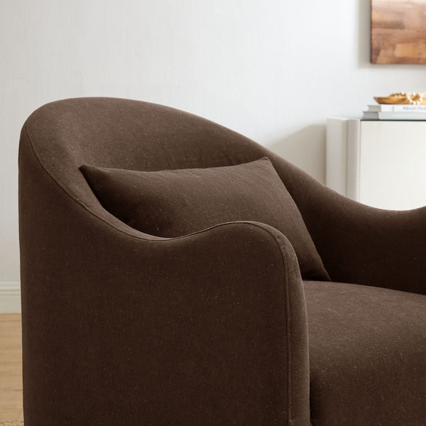 Modway Furniture Bardot Slipcovered Linen Blend Accent Chair with Shelter Arms for Living Spaces Brown EEI-7775-COA