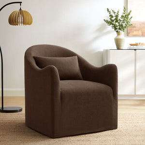 Modway Furniture Bardot Slipcovered Linen Blend Accent Chair with Shelter Arms for Living Spaces Brown EEI-7775-COA