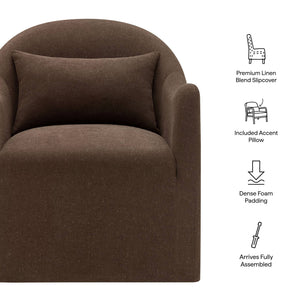 Modway Furniture Bardot Slipcovered Linen Blend Accent Chair with Shelter Arms for Living Spaces Brown EEI-7775-COA