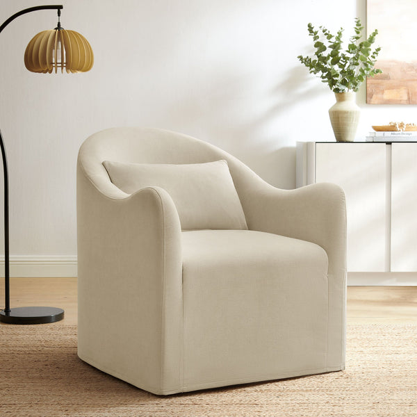 Modway Furniture Bardot Slipcovered Linen Blend Accent Chair with Shelter Arms for Living Spaces Gray EEI-7775-LIN
