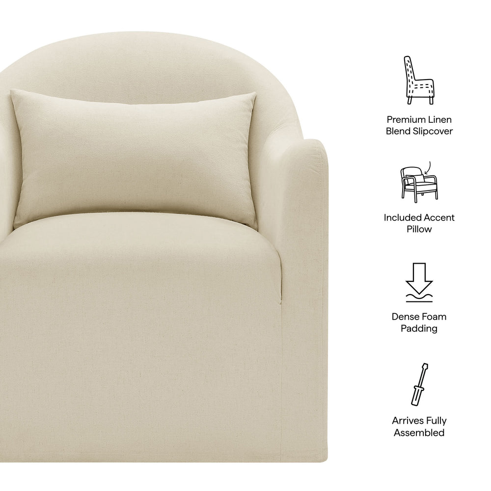 Modway Furniture Bardot Slipcovered Linen Blend Accent Chair with Shelter Arms for Living Spaces Gray EEI-7775-LIN