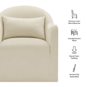 Modway Furniture Bardot Slipcovered Linen Blend Accent Chair with Shelter Arms for Living Spaces Gray EEI-7775-LIN