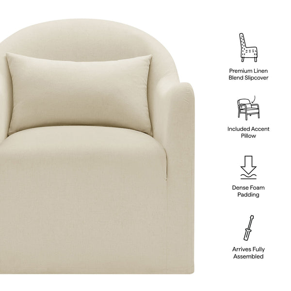 Modway Furniture Bardot Slipcovered Linen Blend Accent Chair with Shelter Arms for Living Spaces Gray EEI-7775-LIN