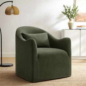 Modway Furniture Bardot Slipcovered Linen Blend Accent Chair with Shelter Arms for Living Spaces Green EEI-7775-SGE