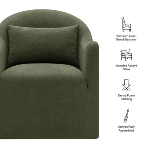 Modway Furniture Bardot Slipcovered Linen Blend Accent Chair with Shelter Arms for Living Spaces Green EEI-7775-SGE