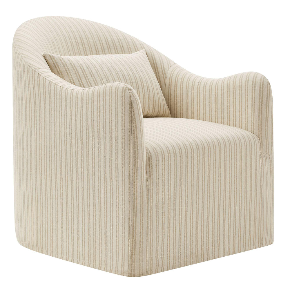 Modway Furniture Bardot Slipcovered Shelter Arm Accent Chair with Striped Fabric for Coastal Living Oatmeal EEI-7776-OAS
