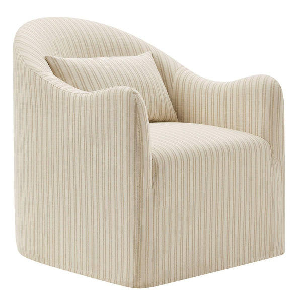 Modway Furniture Bardot Slipcovered Shelter Arm Accent Chair with Striped Fabric for Coastal Living Oatmeal EEI-7776-OAS