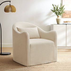 Modway Furniture Bardot Slipcovered Shelter Arm Accent Chair with Striped Fabric for Coastal Living Oatmeal EEI-7776-OAS
