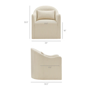 Modway Furniture Bardot Slipcovered Shelter Arm Accent Chair with Striped Fabric for Coastal Living Oatmeal EEI-7776-OAS