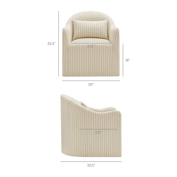 Modway Furniture Bardot Slipcovered Shelter Arm Accent Chair with Striped Fabric for Coastal Living Oatmeal EEI-7776-OAS