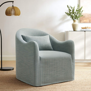 Modway Furniture Bardot Slipcovered Shelter Arm Accent Chair with Striped Fabric for Coastal Living Blue EEI-7776-SPA