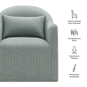 Modway Furniture Bardot Slipcovered Shelter Arm Accent Chair with Striped Fabric for Coastal Living Blue EEI-7776-SPA