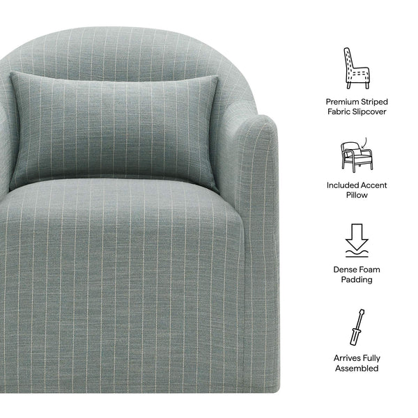 Modway Furniture Bardot Slipcovered Shelter Arm Accent Chair with Striped Fabric for Coastal Living Blue EEI-7776-SPA