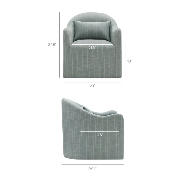 Modway Furniture Bardot Slipcovered Shelter Arm Accent Chair with Striped Fabric for Coastal Living Blue EEI-7776-SPA