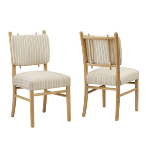 Modway Furniture Mauden Striped Upholstered Dining Chairs with Rubberwood Frame for Coastal Rooms Oatmeal EEI-7777-OAS