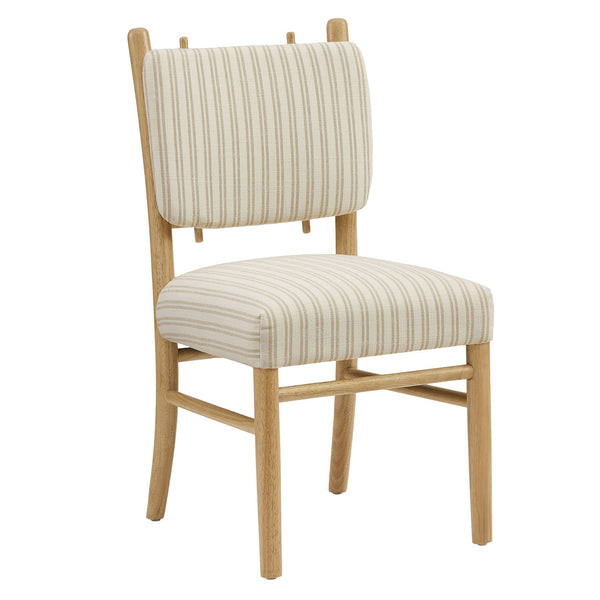 Modway Furniture Mauden Striped Upholstered Dining Chairs with Rubberwood Frame for Coastal Rooms Oatmeal EEI-7777-OAS
