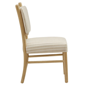 Modway Furniture Mauden Striped Upholstered Dining Chairs with Rubberwood Frame for Coastal Rooms Oatmeal EEI-7777-OAS