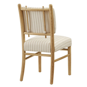 Modway Furniture Mauden Striped Upholstered Dining Chairs with Rubberwood Frame for Coastal Rooms Oatmeal EEI-7777-OAS
