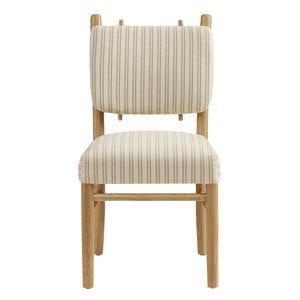 Modway Furniture Mauden Striped Upholstered Dining Chairs with Rubberwood Frame for Coastal Rooms Oatmeal EEI-7777-OAS