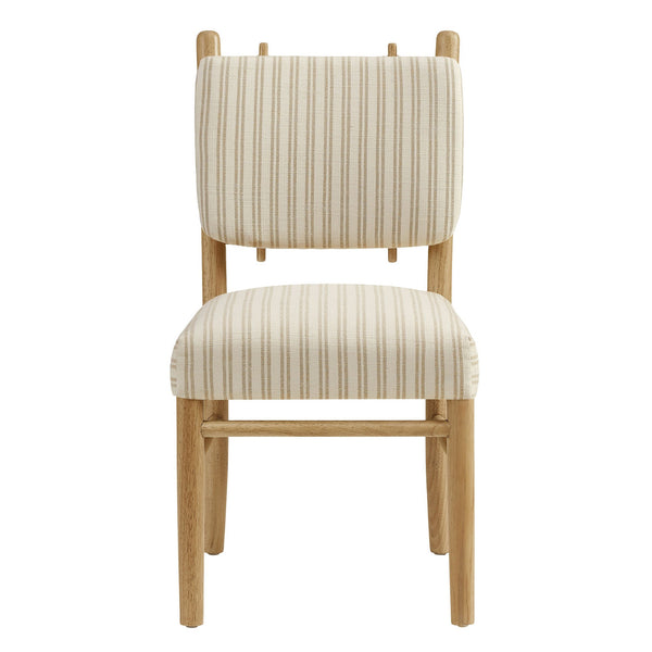 Modway Furniture Mauden Striped Upholstered Dining Chairs with Rubberwood Frame for Coastal Rooms Oatmeal EEI-7777-OAS